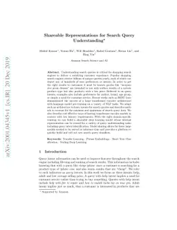 Shareable Representations for Search Query Understanding