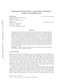 Information Newton's flow: second-order optimization method in
  probability space