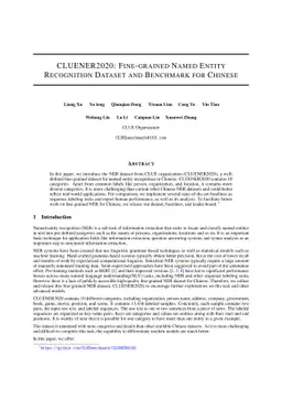 CLUENER2020: Fine-grained Named Entity Recognition Dataset and Benchmark
  for Chinese