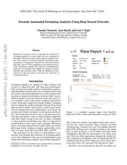 Towards Automated Swimming Analytics Using Deep Neural Networks