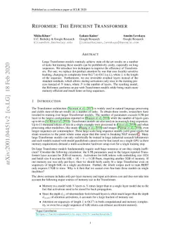 Reformer: The Efficient Transformer