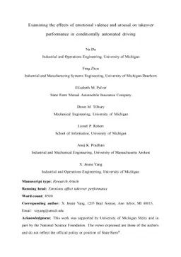 Examining the Effects of Emotional Valence and Arousal on Takeover
  Performance in Conditionally Automated Driving