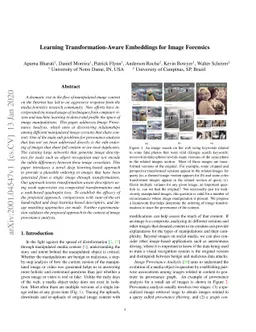 Learning Transformation-Aware Embeddings for Image Forensics