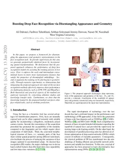 Boosting Deep Face Recognition via Disentangling Appearance and Geometry