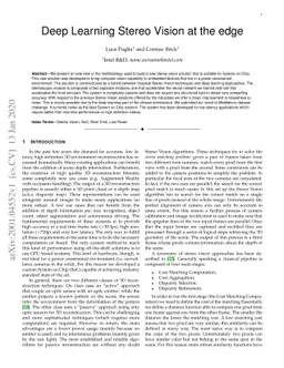 Deep Learning Stereo Vision at the edge