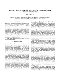 Gaussian speaker embedding learning for text-independent speaker
  verification