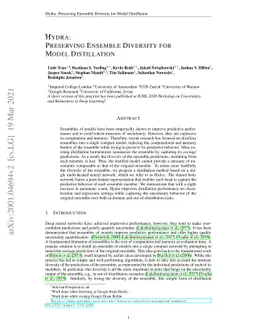 Hydra: Preserving Ensemble Diversity for Model Distillation