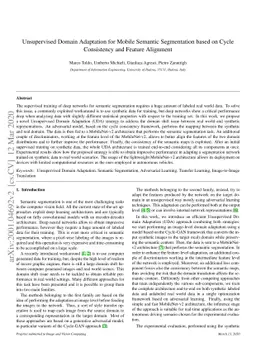 Unsupervised Domain Adaptation for Mobile Semantic Segmentation based on
  Cycle Consistency and Feature Alignment