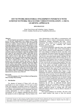 IoT Network Behavioral Fingerprint Inference with Limited Network Trace
  for Cyber Investigation: A Meta Learning Approach