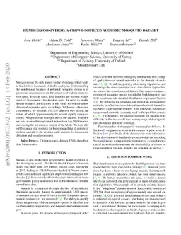 HumBug Zooniverse: a crowd-sourced acoustic mosquito dataset