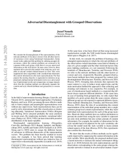 Adversarial Disentanglement with Grouped Observations
