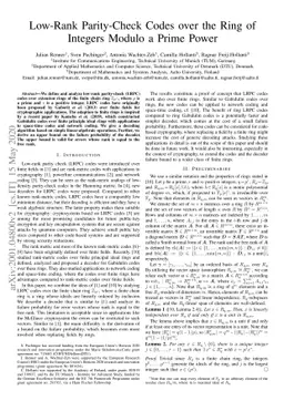 Low-Rank Parity-Check Codes over the Ring of Integers Modulo a Prime
  Power