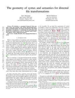 The geometry of syntax and semantics for directed file transformations