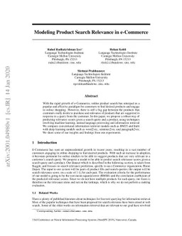 Modeling Product Search Relevance in e-Commerce