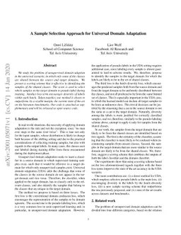A Sample Selection Approach for Universal Domain Adaptation