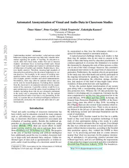 Automated Anonymisation of Visual and Audio Data in Classroom Studies