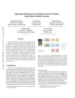 Lightweight 3D Human Pose Estimation Network Training Using
  Teacher-Student Learning