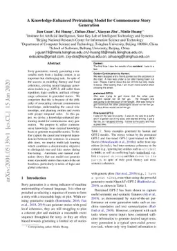 A Knowledge-Enhanced Pretraining Model for Commonsense Story Generation