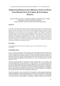 Improved propagation models for lte path loss prediction in urban &
  suburban Ghana