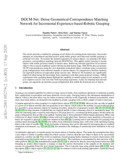 DGCM-Net: Dense Geometrical Correspondence Matching Network for
  Incremental Experience-based Robotic Grasping