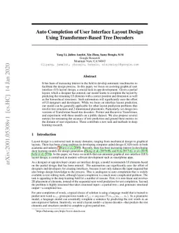 Auto Completion of User Interface Layout Design Using Transformer-Based
  Tree Decoders