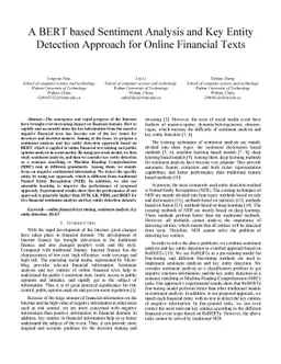 A BERT based Sentiment Analysis and Key Entity Detection Approach for
  Online Financial Texts