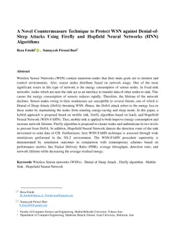 A novel countermeasure technique to protect WSN against denial-of-sleep
  attacks using firefly and Hopfield neural network (HNN) algorithms