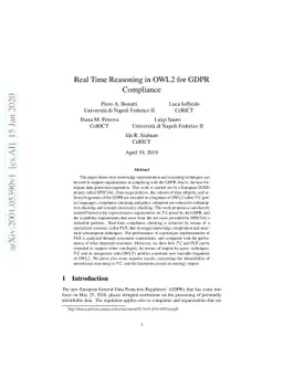 Real Time Reasoning in OWL2 for GDPR Compliance