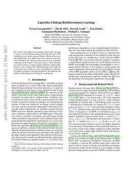 Lipschitz Lifelong Reinforcement Learning