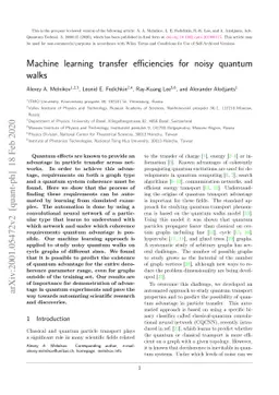 Machine learning transfer efficiencies for noisy quantum walks