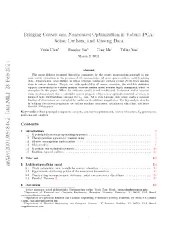 Bridging Convex and Nonconvex Optimization in Robust PCA: Noise,
  Outliers, and Missing Data