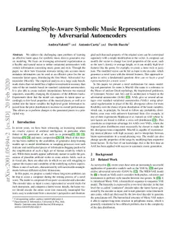 Learning Style-Aware Symbolic Music Representations by Adversarial
  Autoencoders