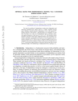 Optimal rates for independence testing via $U$-statistic permutation
  tests