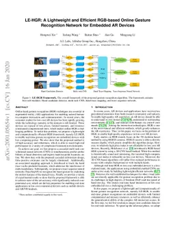 LE-HGR: A Lightweight and Efficient RGB-based Online Gesture Recognition
  Network for Embedded AR Devices