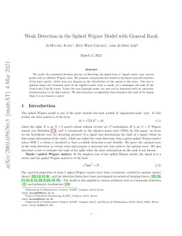 Weak Detection in the Spiked Wigner Model with General Rank