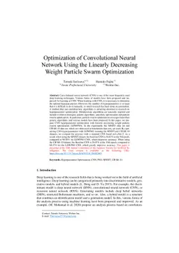 Optimization of Convolutional Neural Network Using the Linearly
  Decreasing Weight Particle Swarm Optimization