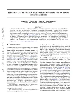 SqueezeWave: Extremely Lightweight Vocoders for On-device Speech
  Synthesis