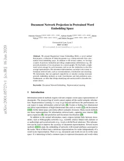 Document Network Projection in Pretrained Word Embedding Space