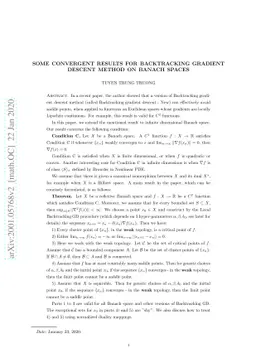Some convergent results for Backtracking Gradient Descent method on
  Banach spaces