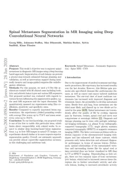 Spinal Metastases Segmentation in MR Imaging using Deep Convolutional
  Neural Networks