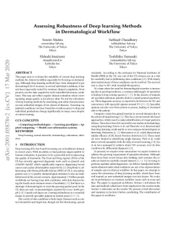 Assessing Robustness of Deep learning Methods in Dermatological Workflow