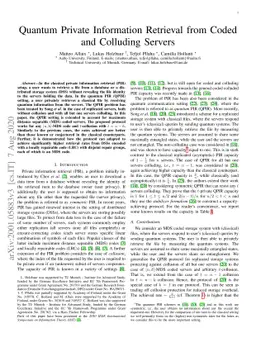Quantum Private Information Retrieval from Coded and Colluding Servers