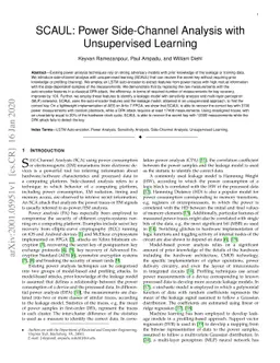 SCAUL: Power Side-Channel Analysis with Unsupervised Learning