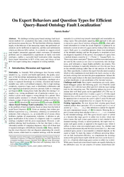 On Expert Behaviors and Question Types for Efficient Query-Based
  Ontology Fault Localization