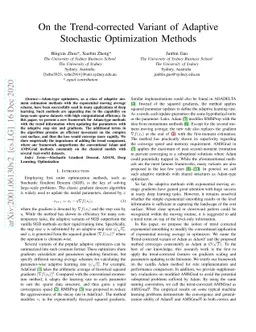 On the Trend-corrected Variant of Adaptive Stochastic Optimization
  Methods