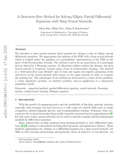 A Derivative-Free Method for Solving Elliptic Partial Differential
  Equations with Deep Neural Networks