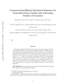 Communication-Efficient Distributed Estimator for Generalized Linear
  Models with a Diverging Number of Covariates
