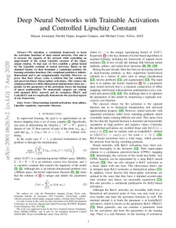 Deep Neural Networks with Trainable Activations and Controlled Lipschitz
  Constant