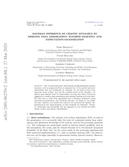 Bayesian inference of chaotic dynamics by merging data assimilation,
  machine learning and expectation-maximization