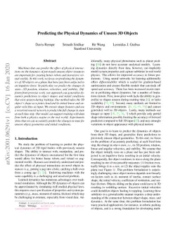 Predicting the Physical Dynamics of Unseen 3D Objects